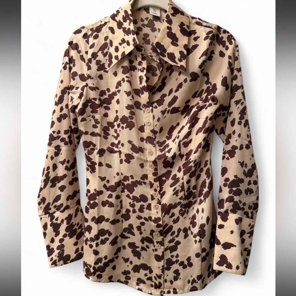 Women's Cow print button down Top